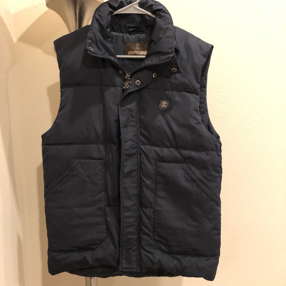 Roberto Cavalli Navy Men’s Duck Down Vest